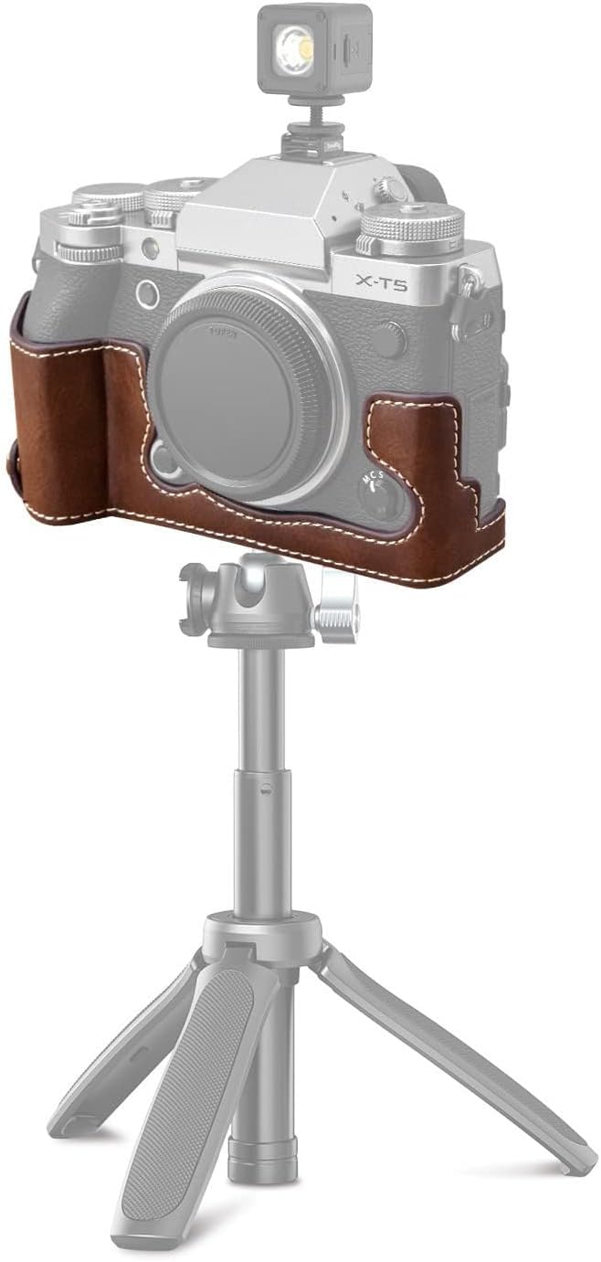 Rieibi Fuji XT5 Schutzhülle – hochwertige PU-Leder-Halbtasche für Fujifilm X-T5 Digitalkamera – Körp