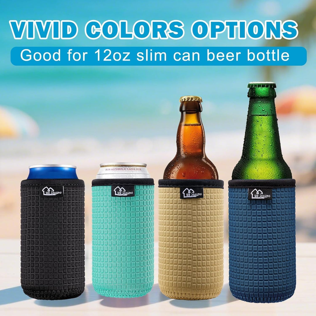 WK IEASON 12oz Slim Can Sleeves Insulators Neoprene Slim Can Covers 12OZ Beer Bottle Sleeves Coolers