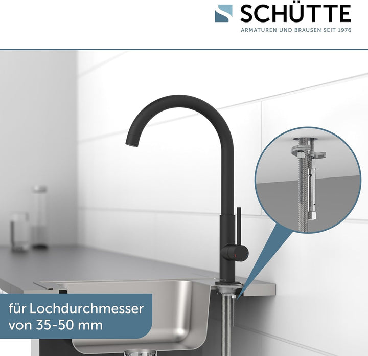 SCHÜTTE 79966 Küchenarmatur Cardiff, 360 Grad schwenkbarer Wasserhahn Küche, Mischbatterie für die S