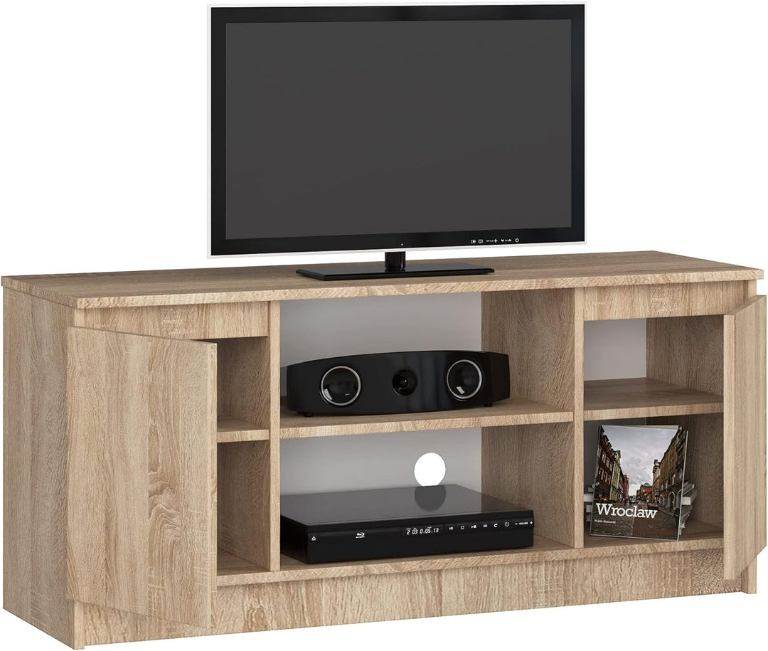 AKORD Fernsehkommode K-120 | EIN offenes Regalfach | 2 Ablagen mit Türen Links und rechts | H55 x B1