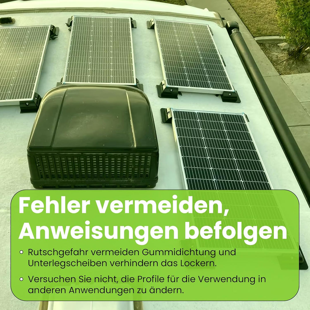 Offgridtec 4er Set ABS Eckprofil 150x150mm, Montage-Seitenklammern, 8 Edelstahlschrauben mit Unterle