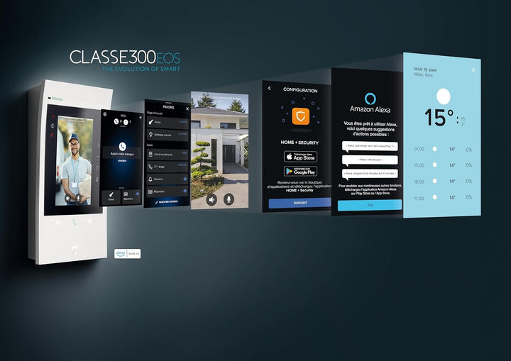 BTICINO, Flex‘ONE-Set Classe 300EOS with Netatmo in Schwarz & Linea 3000 in Schwarz, smarte Wi-Fi-Vi