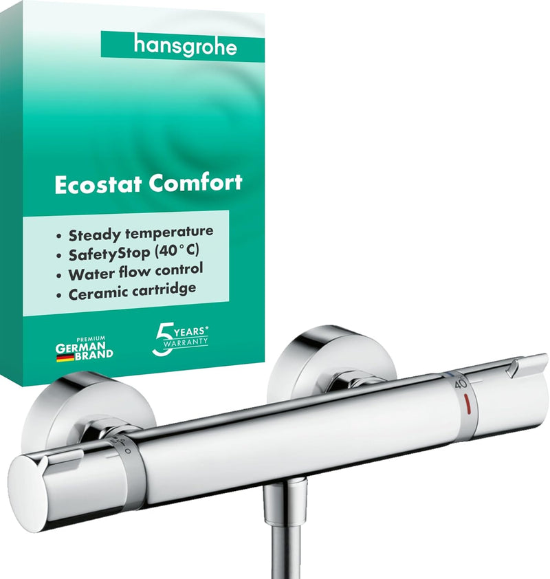 hansgrohe Ecostat Comfort - Duschthermostat Aufputz, Duscharmatur mit Sicherheitssperre (SafetyStop)