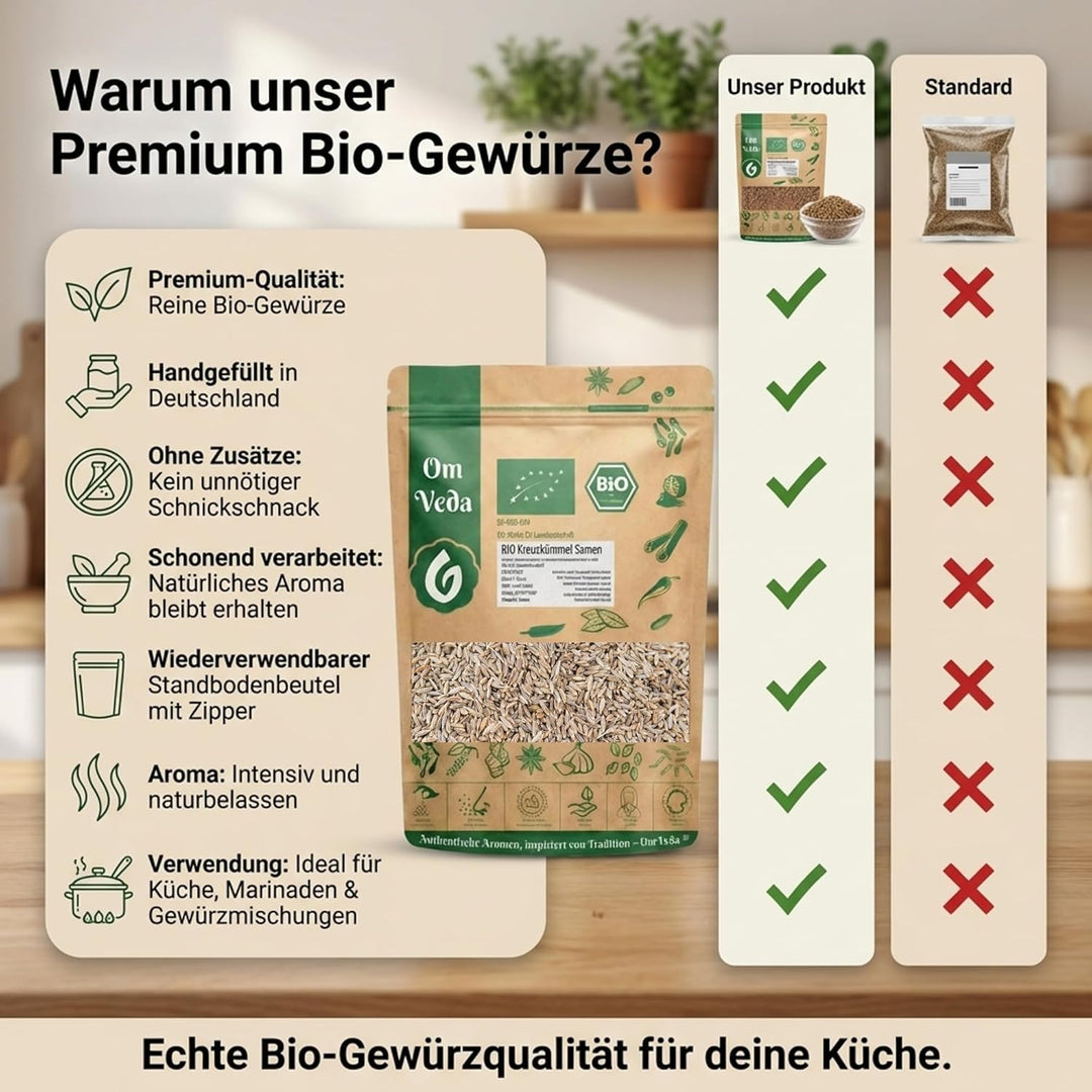 BIO Kreuzkümmel Kumin ganz 1Kg | Kreuzkümmelsamen Kreuzkümmelsaat Gewürz | Indische Ayurveda Küche |