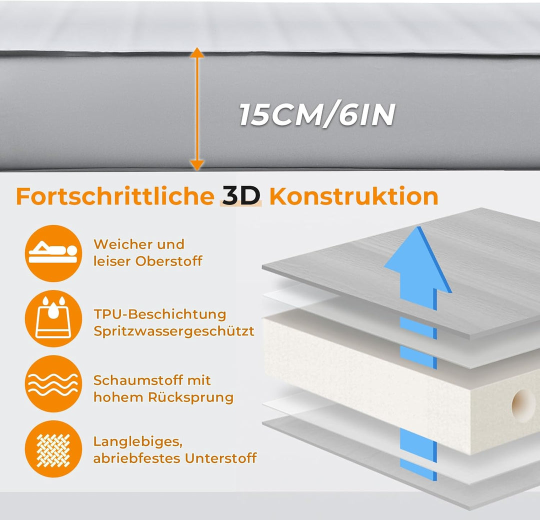 KingCamp Isomatte Camping Selbstaufblasbare Luftmatratze 3D-Konstruktion wasserdicht, leicht und rei