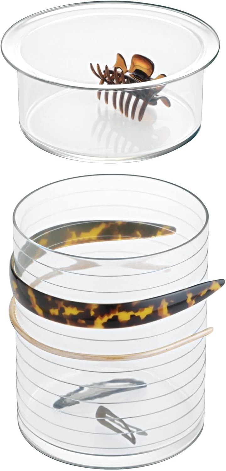 iDesign Clarity Aufbewahrungsbox für Haaraccessoires, Bad Aufbewahrung aus Kunststoff mit zwei Fäche