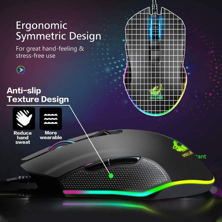 Kombination aus Gaming-Tastatur und -Maus, verkabelt 39 Tasten Mechanisches Gefühl Regenbogen-Hinter