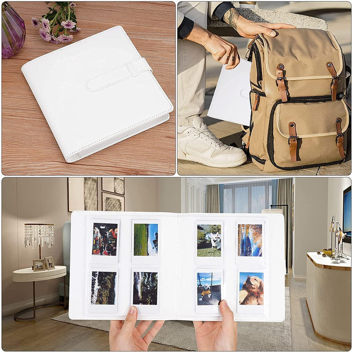 Crefotu Tasche Hülle mit 256 Taschen Fotoalbum für für Fujifilm Instax Mini 12 Sofortbildkamera (Wei