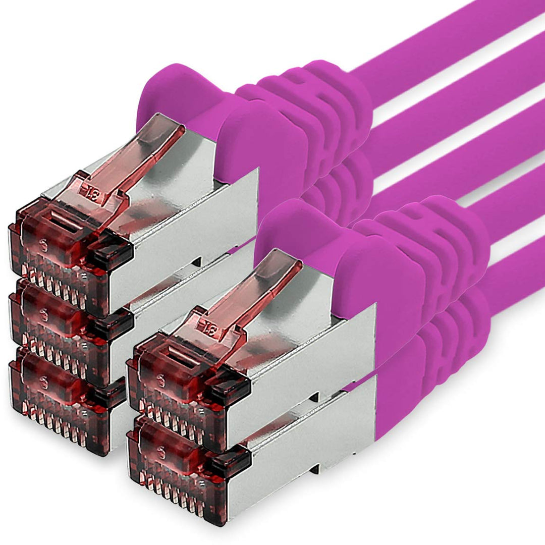 Netzwerkkabel Cat.6 5m magenta - 5 x Ethernetkabel Lankabel Cat6 Lan Netzwerk Kabel Sftp Pimf Patchk