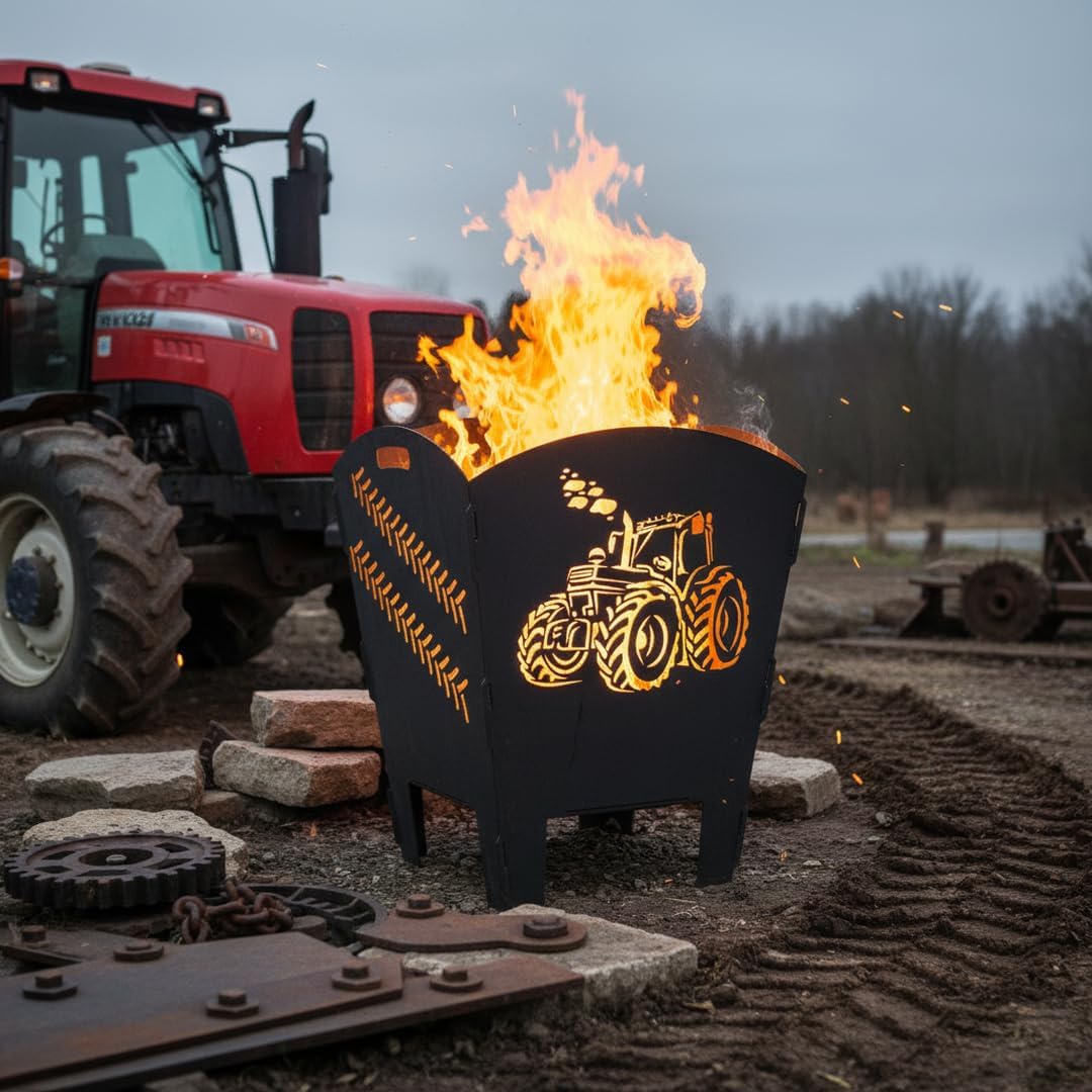 Terma Stahldesign Feuerkorb XXL 70 cm Traktor massiv Stahl Feuertonne zerlegbar mit Aschewanne Gitte
