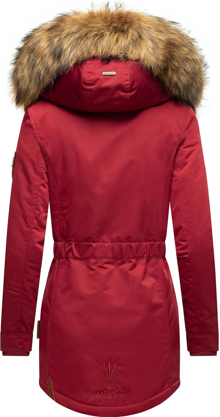 MARIKOO Damen Warmer Winterparka mit Kapuze Sanakoo XS-XXL S Blood Red, S Blood Red