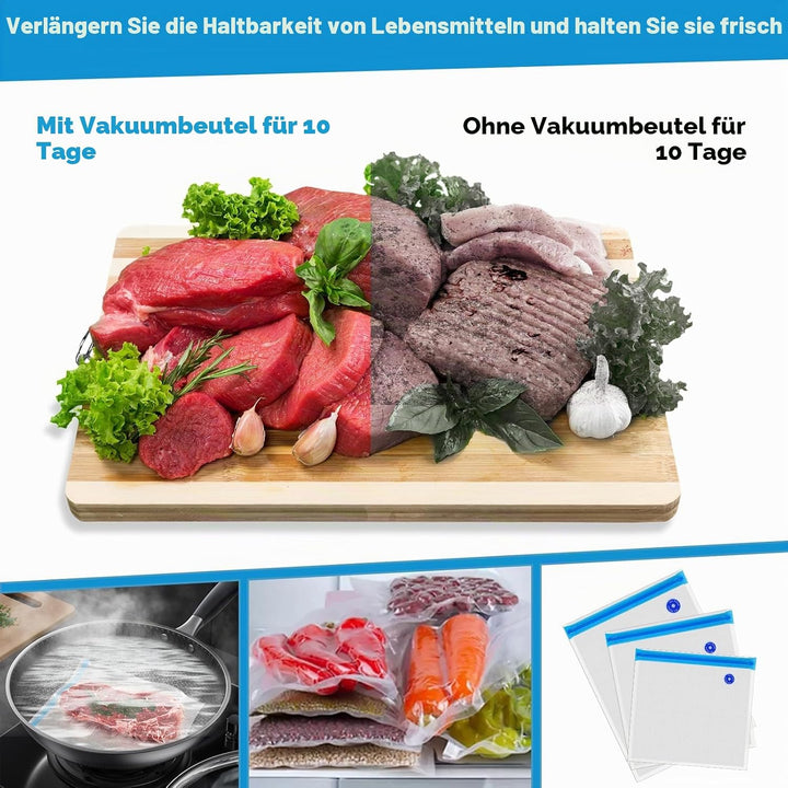 O2frepak 15 wiederverwendbare BPA-freie Sous Vide Vakuumierbeutel in verschiedenen Grössen, passend