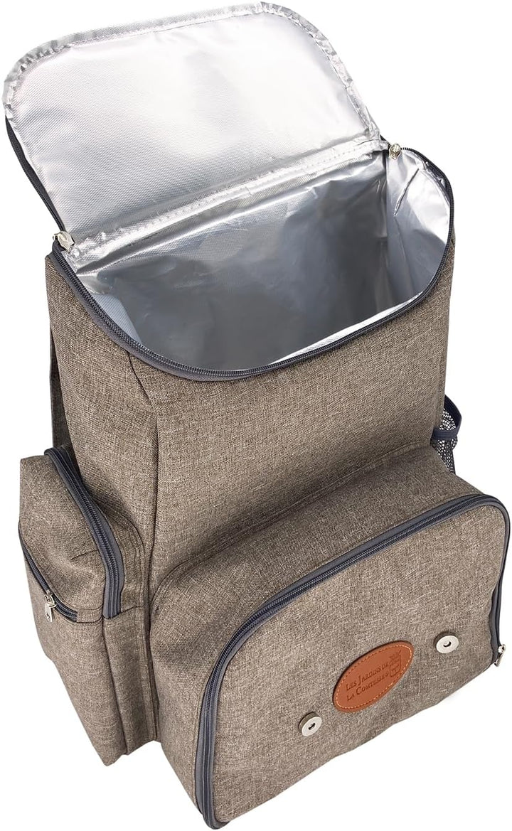 Les Jardins de la Comtesse - Picknick-Rucksack für 4 Personen – Braun – komplett mit Kühlfach – robu