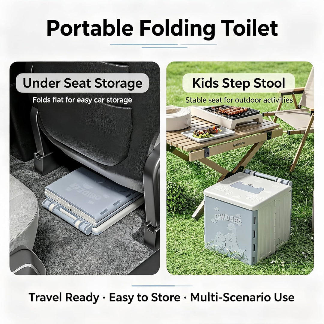 Faltbares Töpfchen für unterwegs, Reisetöpfchen &amp; mobile Reisetoilette Kinder mit PU-Sitz, stabilem