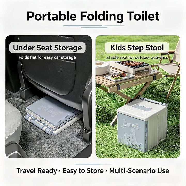 Faltbares Töpfchen für unterwegs, Reisetöpfchen &amp; mobile Reisetoilette Kinder mit PU-Sitz, stabilem