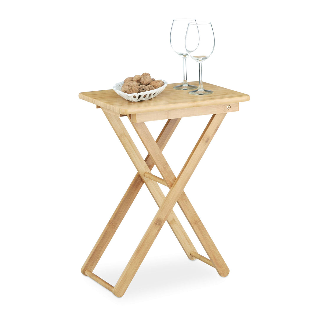 Relaxdays Beistelltisch klappbar, Bambus Holz, Klapptisch klein, rechteckig, HBT: ca. 52 x 40 x 31 c