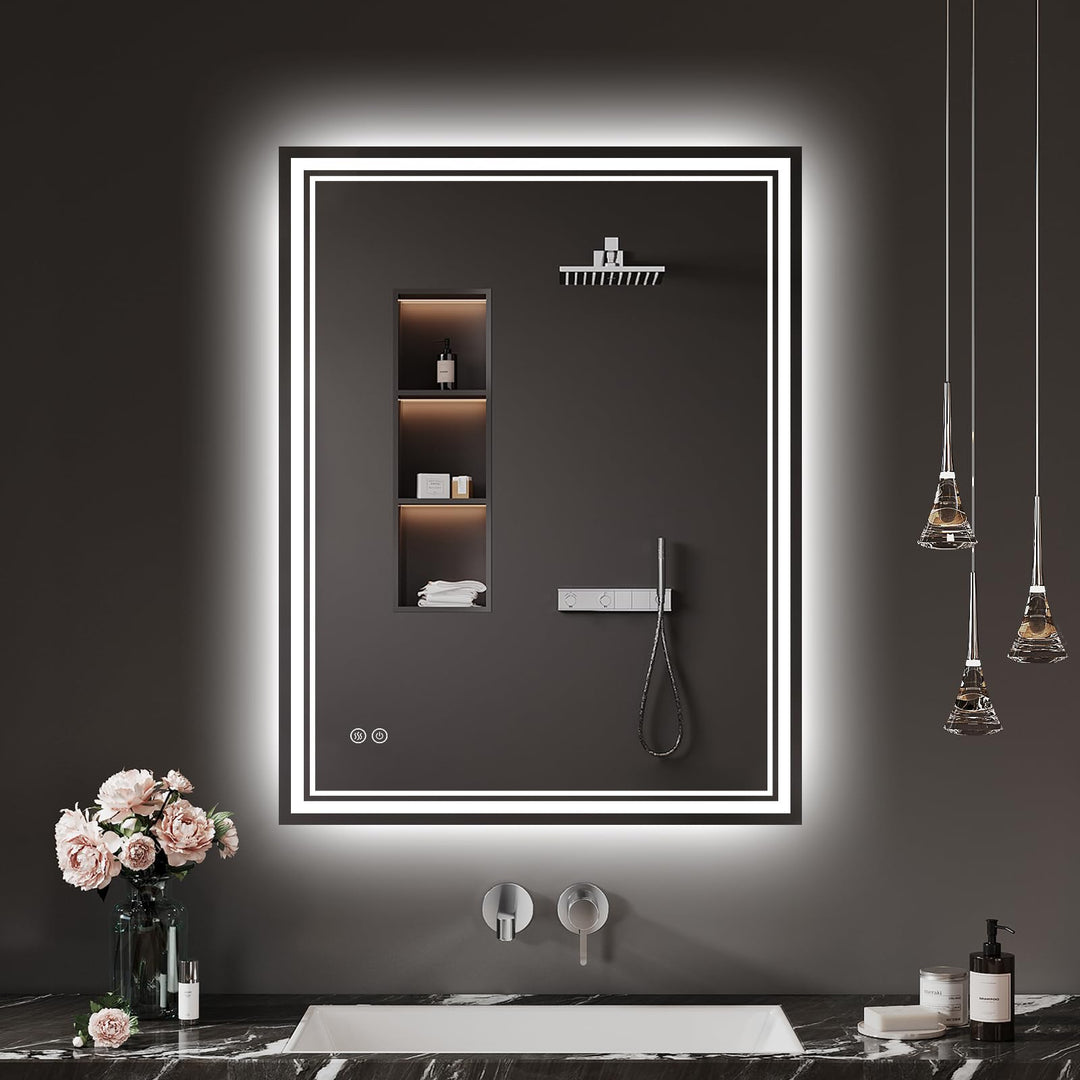 Badspiegel-mit-Beleuchtung 45x60cm - LED Badezimmerspiegel Badezimmer Spiegel mit Beleuchtung, Besch
