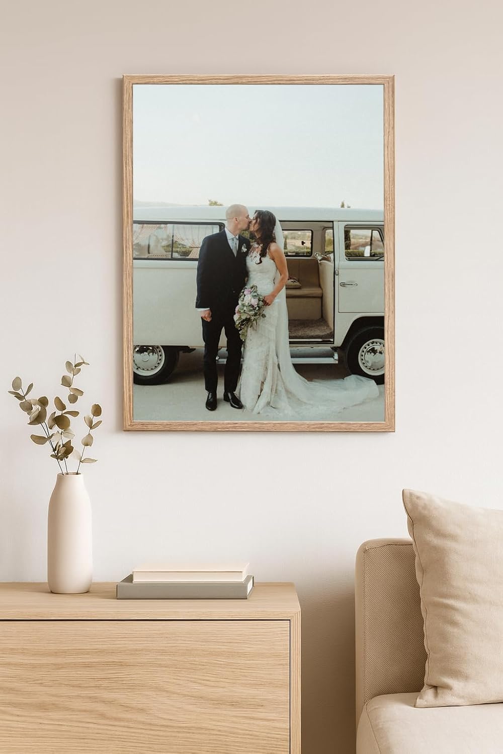 CABBEL 1x Bilderrahmen 60x80 cm Eiche Rahmen 1-Pack | Dokumentenrahmen, Collage, Poster | MDF Holz-P