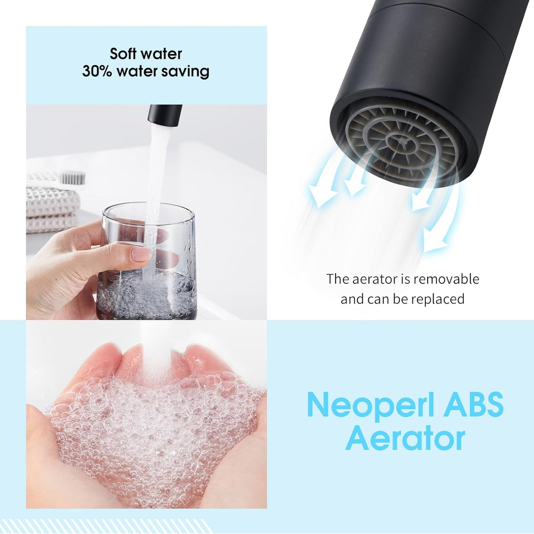 CREA Wasserhahn Bad, 360° Drehbare Waschtischarmatur Bad, Waschenbecken Armatur mit Hohem Auslauf, M