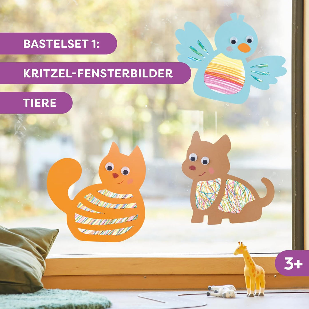 HABA Sachenmacher Bastelsets Fensterbilder im Doppelpack: Erstes Basteln für Kinder ab 3 Jahren, Mal