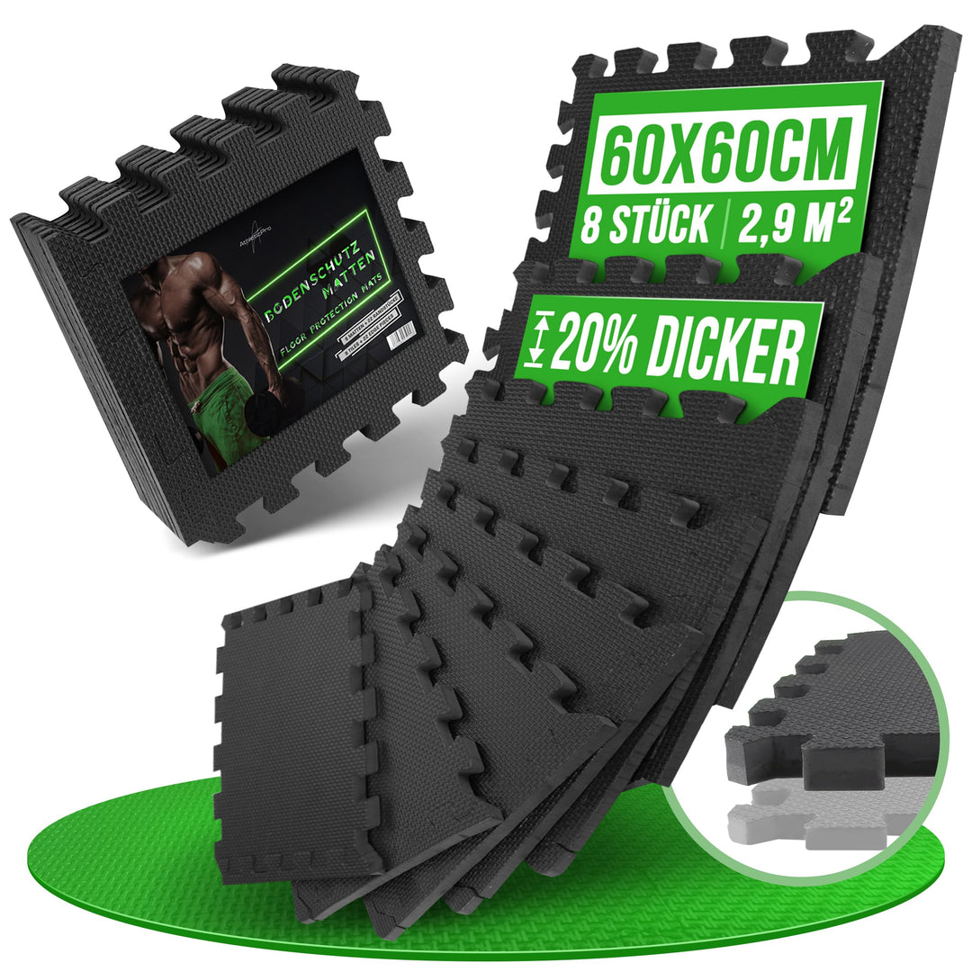 Bodenschutzmatte Sets mit [30x30cm] oder [60x60cm] extra dicke Bodenmatten [20% mehr Schutz] - Rutsc