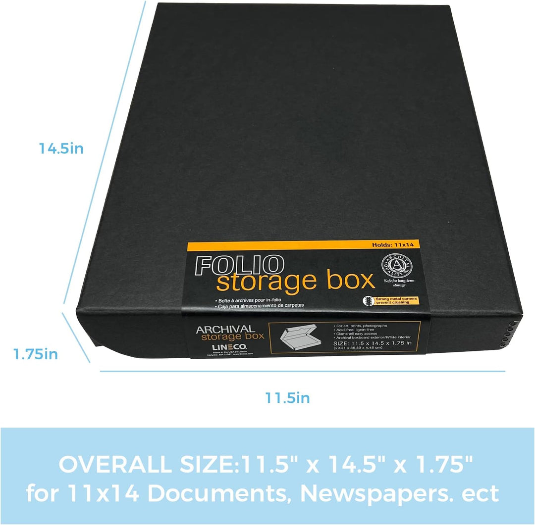 Lineco 27,9 x 35,6 cm Klapp Folio Aufbewahrungsbox, 4,4 cm, Metall Tiefer Rand Archivierung Faltscha
