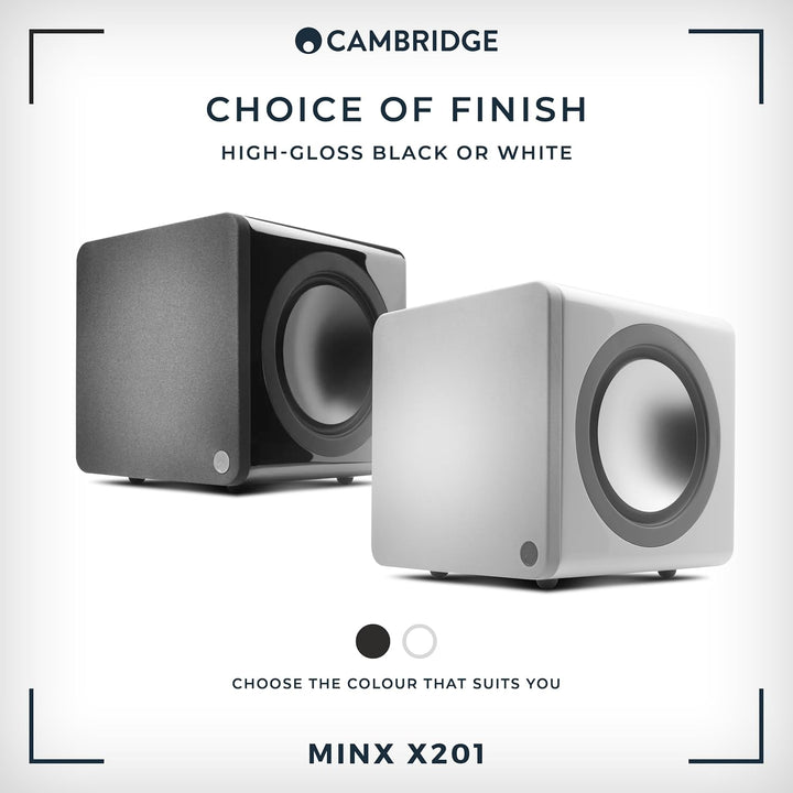 Cambridge Audio Minx X201-200 Watt Aktiv-Subwoofer mit Zwei zusätzlichen Basstreibern und voll einst