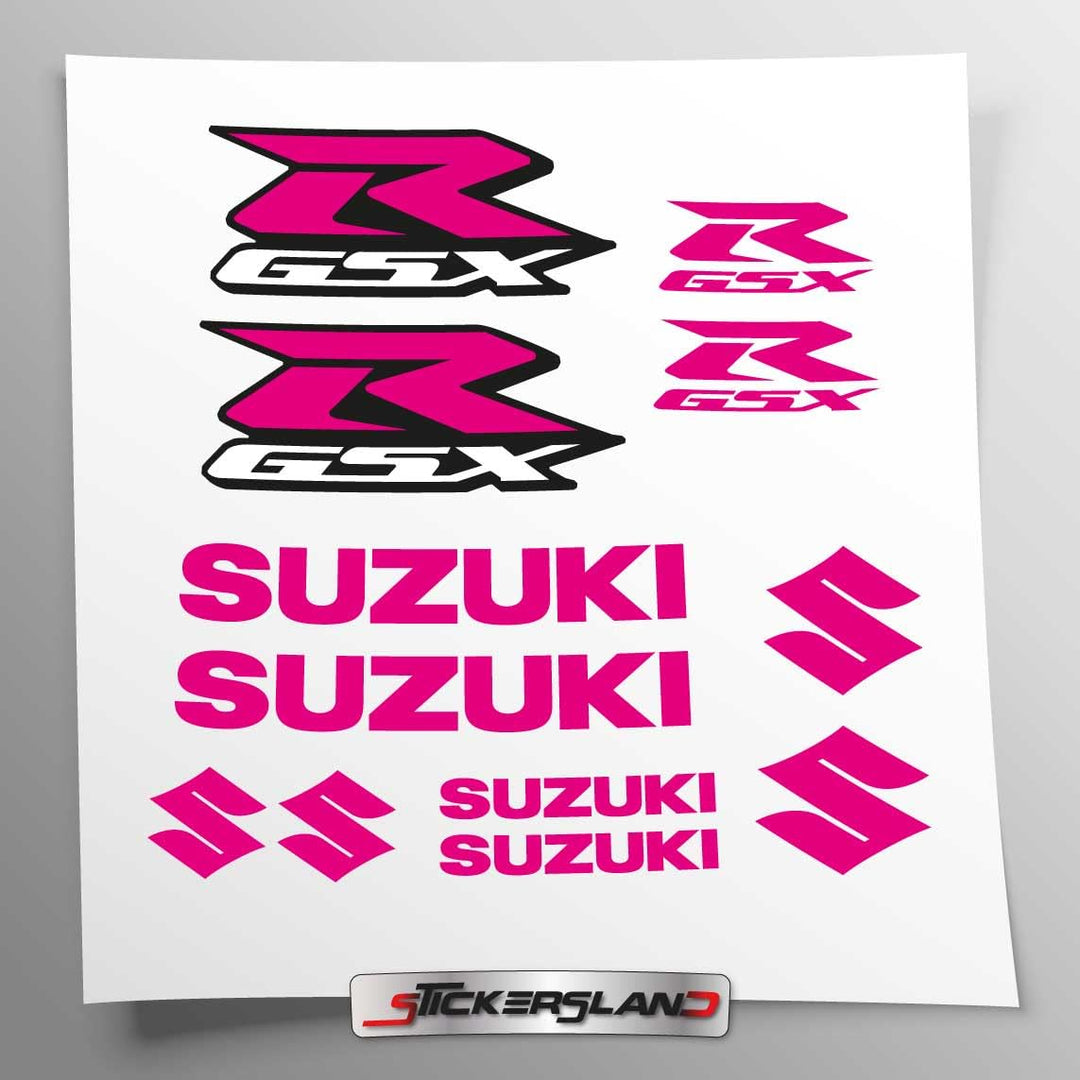 Aufkleber-Set kompatibel mit Tank und Motorradhelm GSX R | Basis Vinyl transparent, einfache Anbring
