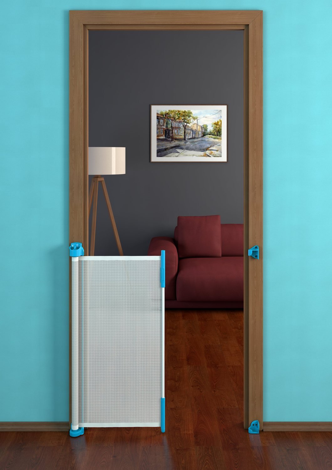 Gaterol Active Lite Blau – Ausziehbares Treppenschutzgitter und Türschutzgitter Rollo bis 140 cm Bla