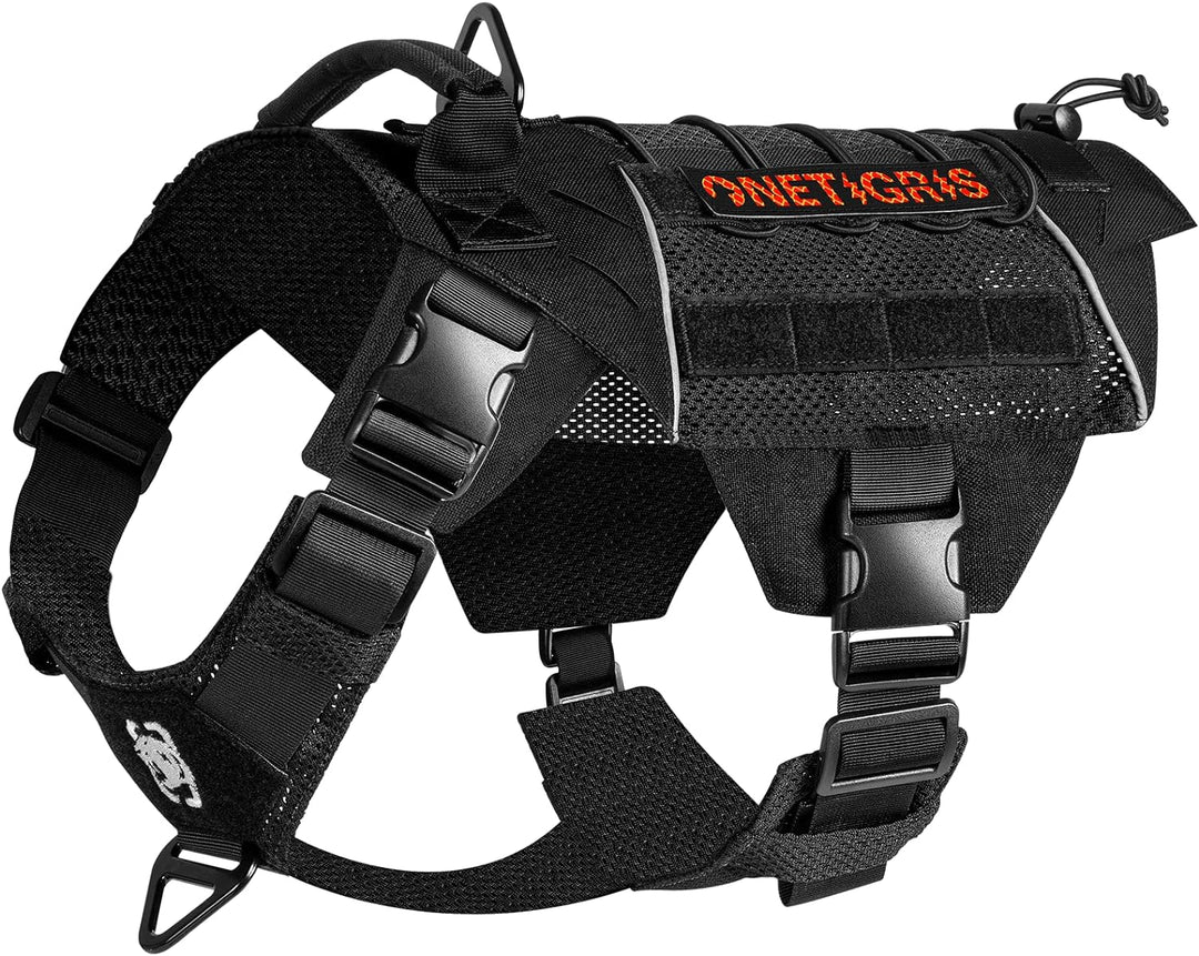 OneTigris X Commander Taktisches Hundegeschirr, Air Mesh Brustgeschirr Hund mit 1 Komfortgriff und 2