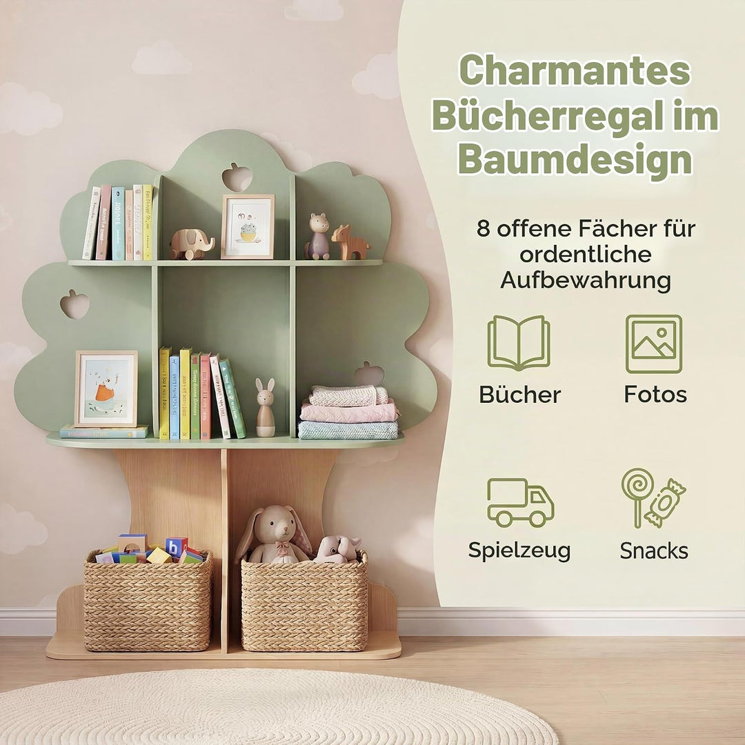 RELAX4LIFE Bücherregal Kinder, stehendes Kinderregal mit 8 offenen Fächern &amp; Sockel, Spielzeugregal