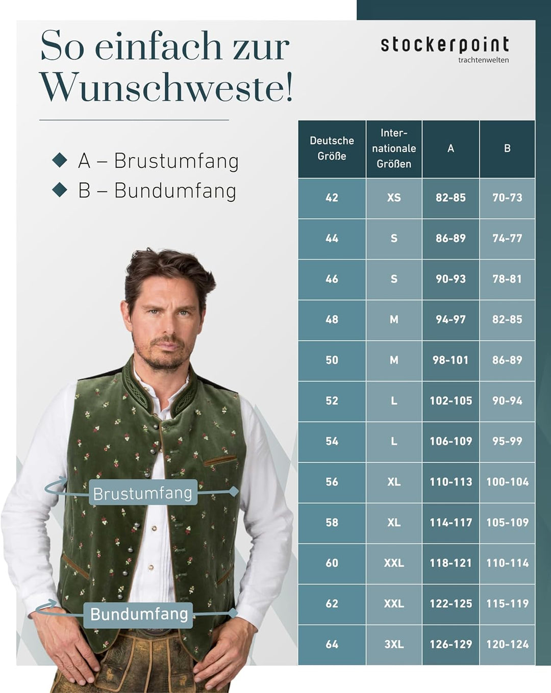 Stockerpoint Herren Trachtenweste Calzado 46 Grün (Moosgrün), 46 Grün (Moosgrün)