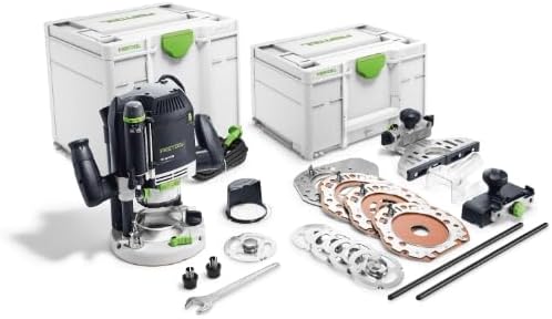 Festool Oberfräse OF 2200 EB-Set (mit Spannzangen, Kopierring, Spanfänger, Zubehör-Systainer, Gabels