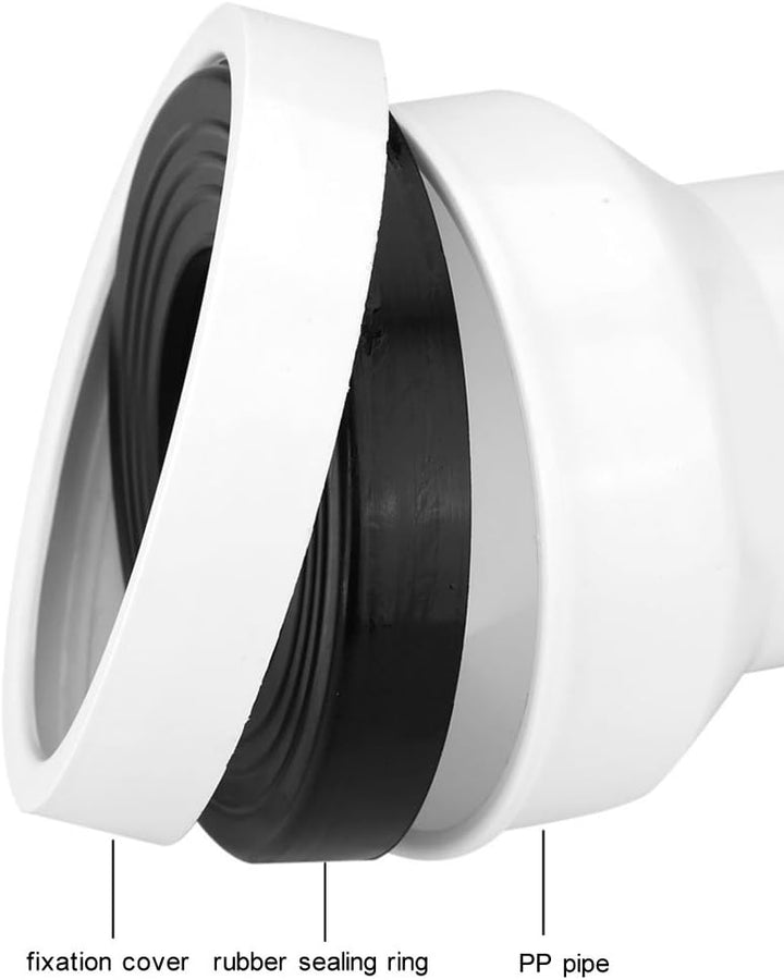 DEWIN WC Anschlussgarnitur, WC Anschlussrohr Kunststoff WC Kanalisation Abflussrohr Einbau Dichtung