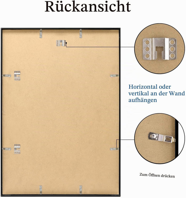 A2 Zertifikatsrahmen aus schwarzem Aluminium, 2er-Pack Posterrahmen mit Plexiglasfront, 42 x 59 cm F