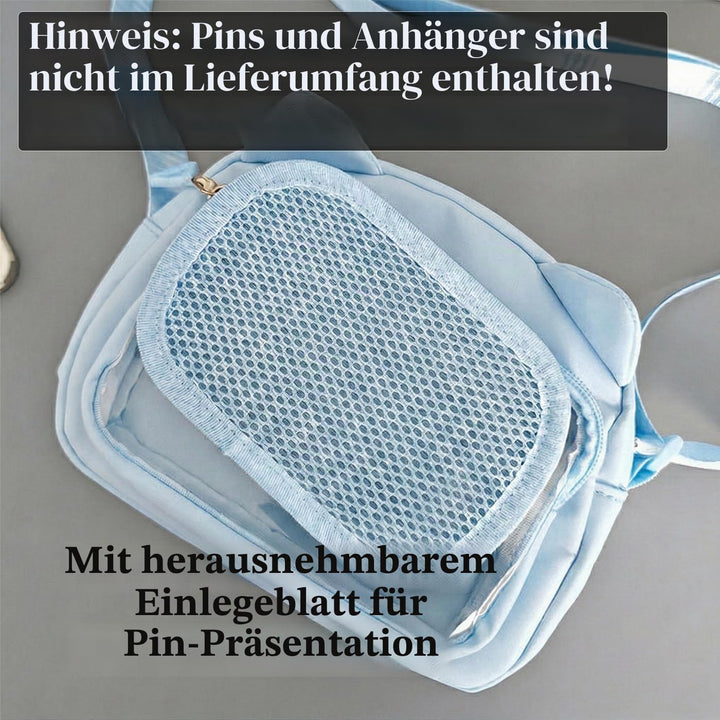 Kleine Ita Messenger Tasche für Damen, Kawaii Crossbody Tasche mit transparentem Pins Display-Fenste