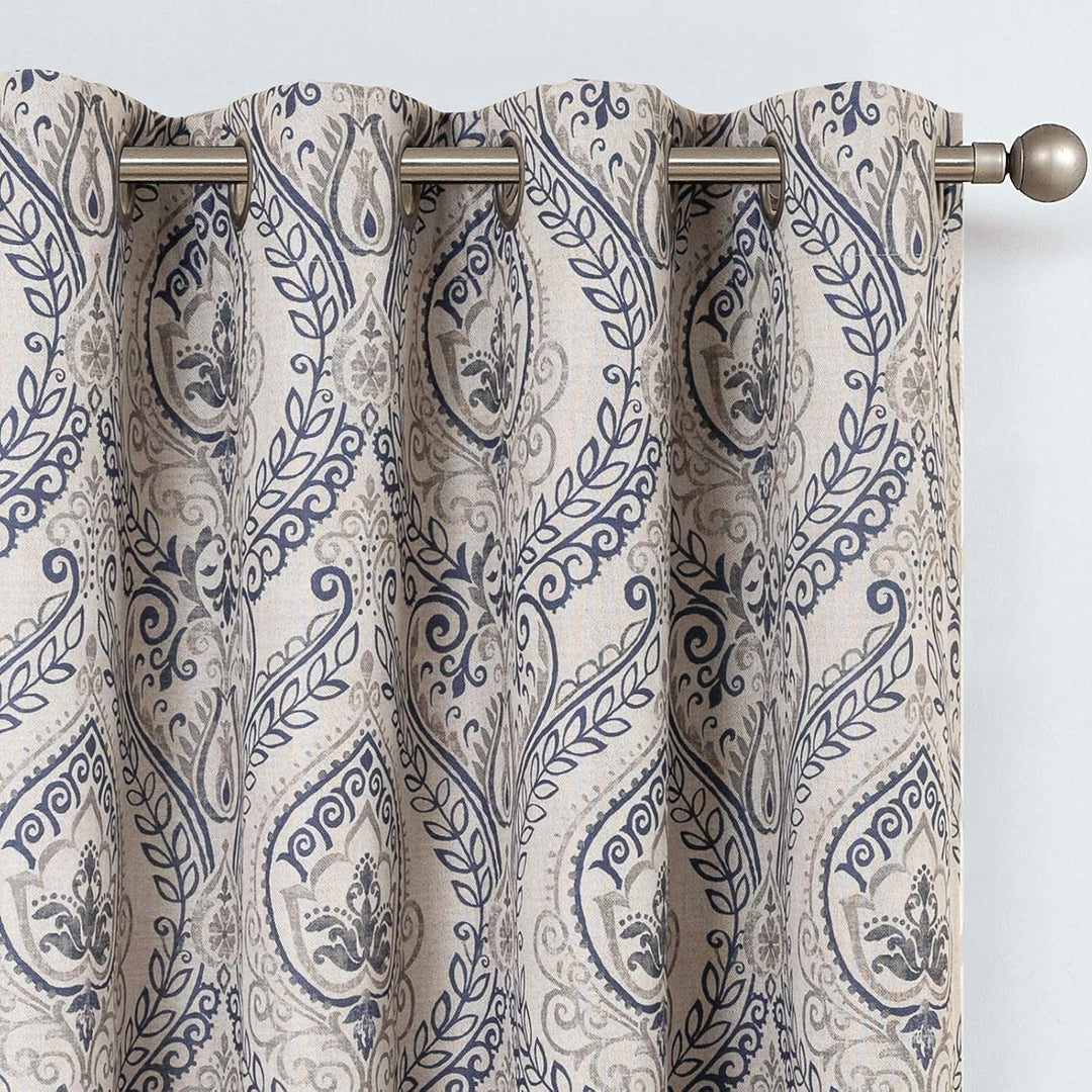 TOPICK Vorhänge Verdunkelungsvorhang Blumen 2 Stück H175xB130 Blau Blumen Muster Blau H175 x B130 cm