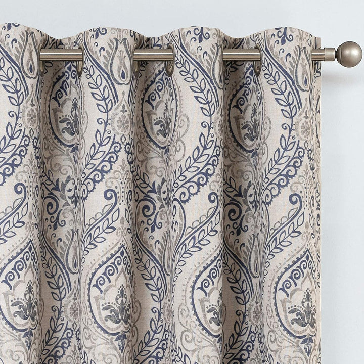 TOPICK Vorhänge Verdunkelungsvorhang Blumen 2 Stück H175xB130 Blau Blumen Muster Blau H175 x B130 cm