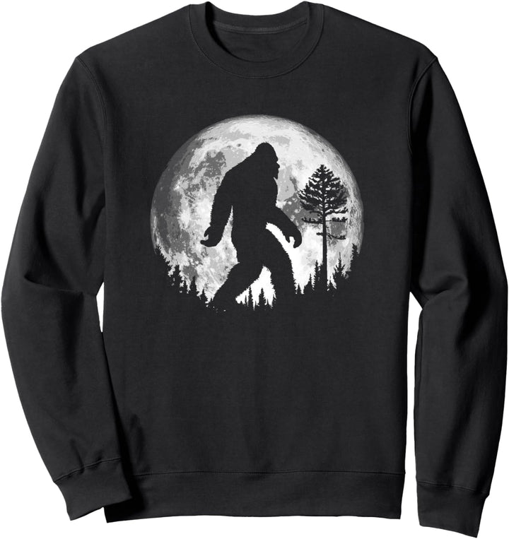 Bigfoot Night Stroll! Cool Full Moon & Pine Tree Sasquatch Sweatshirt
