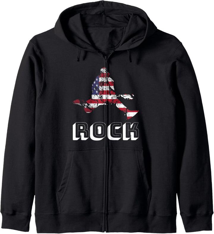 Rock Gitarre USA Fahne Musik Rockn Roll Kapuzenjacke