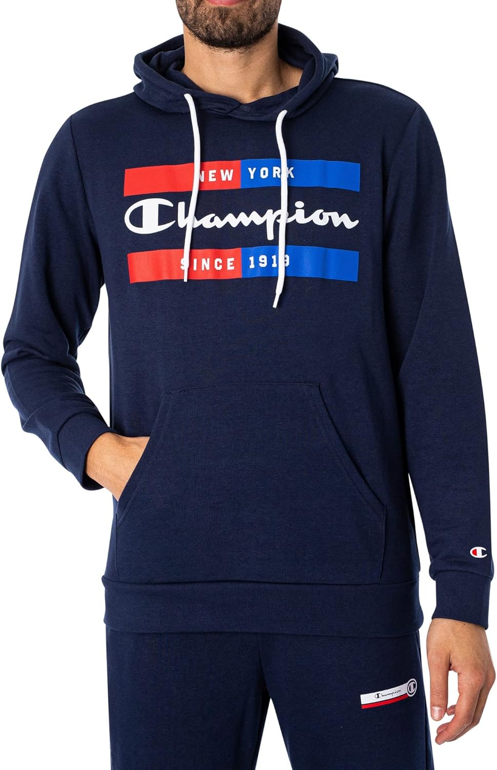 Champion Herren Legacy Graphic Shop Authentic Powerblend Terry Box Logo Kapuzenpullover L Marineblau