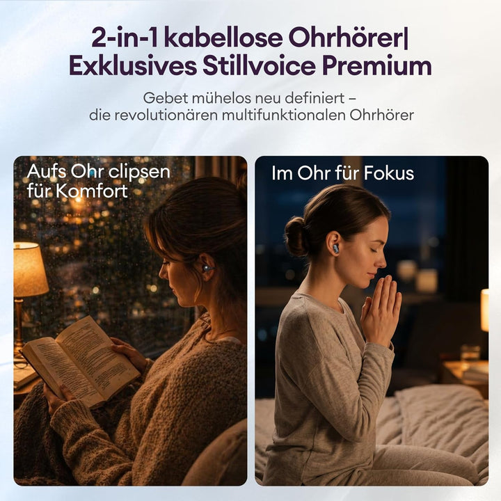 PAXA 2-in-1 Open-Ear Clip-On Bluetooth Kopfhörer mit StillVoice App, Kabellose Ohrhörer Bluetooth 6.
