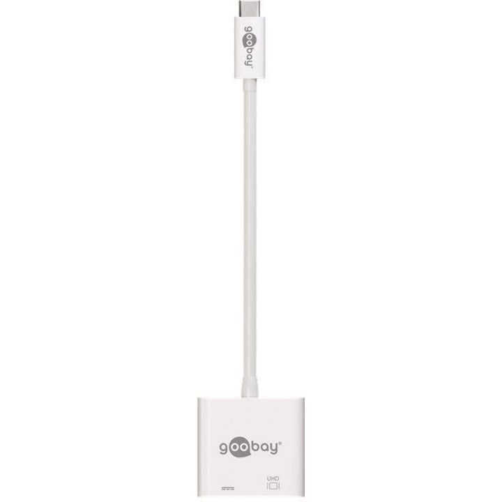 Goobay 62110 USB-C Stecker auf HDMI-Buchse, PD, weiss, extra USB-C Buchse USB-C > HDMI, USB-C > HDMI