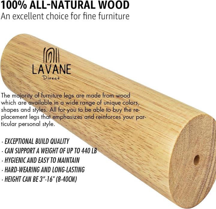 35cm Holz Tischbeine, La Vane 4 Stück Massivholz Schräg Konisch Ersatz Möbelfüsse Möbelbeine mit Mon