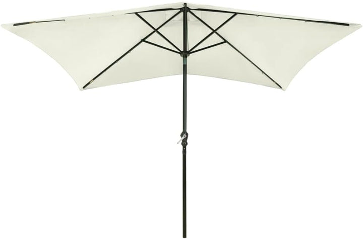 vidaXL Sonnenschirm mit LEDs Stahl-Mast Gartenschirm Marktschirm Strandschirm Schirm Sonnenschutz Ku