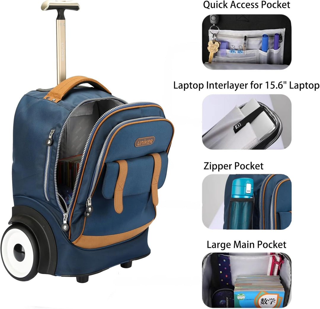 UNIKER Laptoptasche mit Rollen für 15,6 Zoll Laptops, Krankenschwestertasche auf Rädern, T5 (T5 - Bl