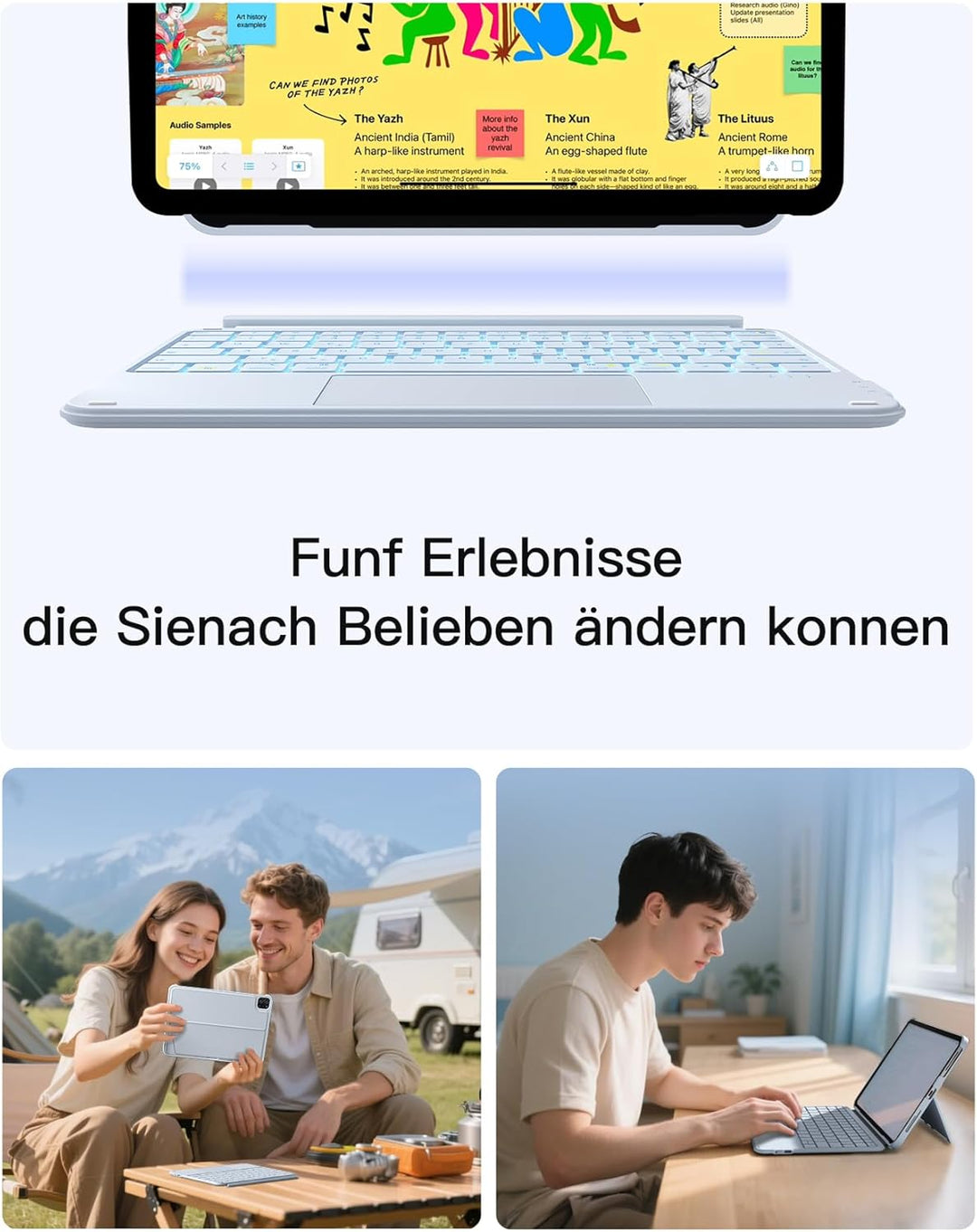 Inateck Hülle mit Tastatur,Ultraleichte Tastatur für iPad 11/10 Gen A16 2025 11 Zoll,iPad Air 11" M3