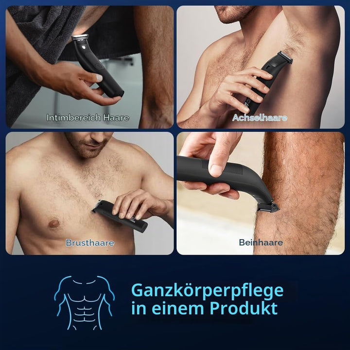 Bartschneider für Männer,Körperhaarschneider mit LED-Anzeige,Nass-und Trockengebrauch,Intimrasierer