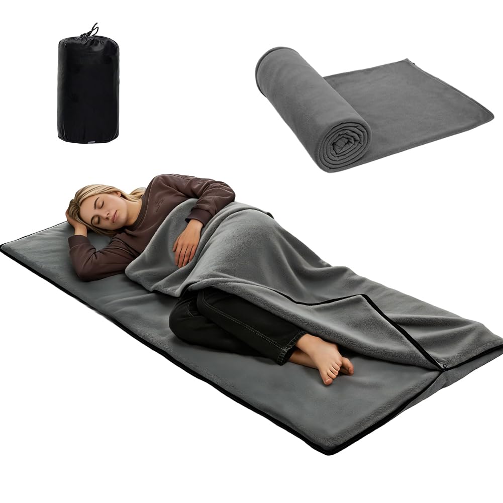 Hüttenschlafsack Baumwolle & Ultralight Inlett Schlafsack – 180x80 cm Kompakter Polarfleece Innensch