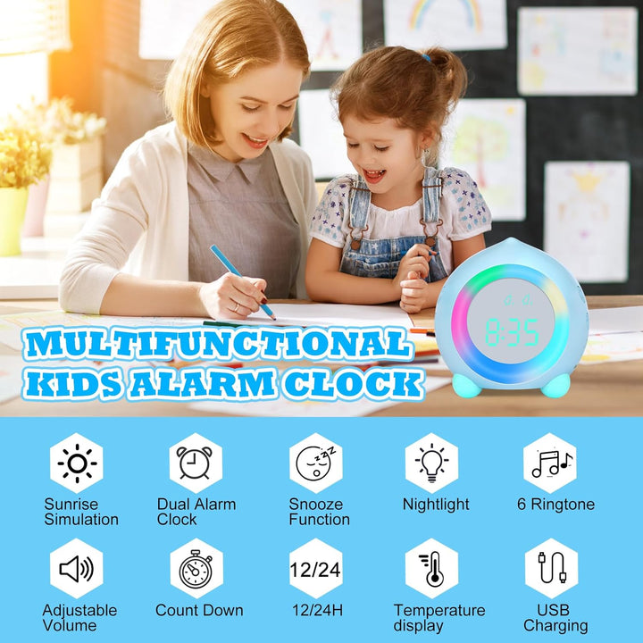 Ayybboo Kinderwecker Digitaler,Wecker Digital Sonnenaufgangssimulator Kinderwecker für Mädchen Junge